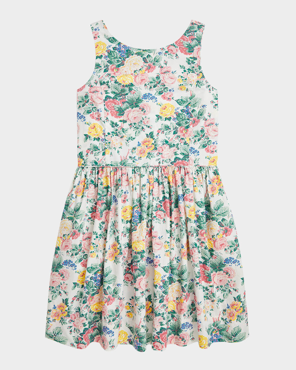Girl's Sleeveless Floral Poplin Day Dress, Size 7-16